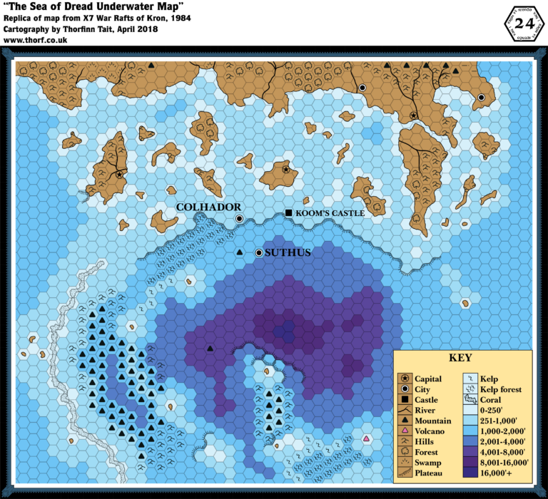 Replica Of X S Sea Of Dread Underwater Map Miles Per Hex Thorfinn Tait Cartography